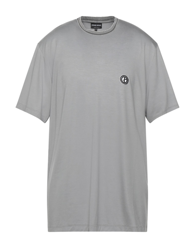 Shop Giorgio Armani Man T-shirt Grey Size 46 Viscose, Elastane, Polyamide