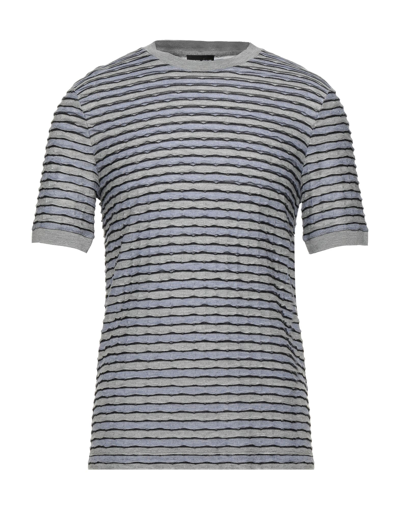 Shop Giorgio Armani Man T-shirt Light Grey Size 42 Viscose, Polyamide, Elastane