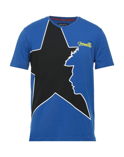 Shop Frankie Morello Man T-shirt Bright Blue Size S Cotton, Elastane