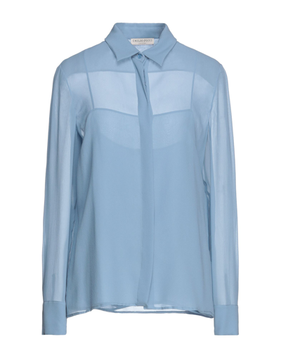 Shop Emilio Pucci Pucci Woman Shirt Pastel Blue Size 14 Silk