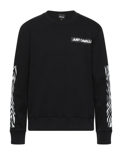 Shop Just Cavalli Man Sweatshirt Black Size Xl Cotton, Elastane