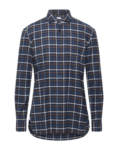 Shop Giampaolo Man Shirt Slate Blue Size 16 Cotton