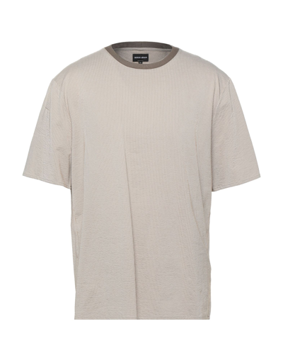Shop Giorgio Armani Man T-shirt Beige Size 44 Cotton, Polyester, Linen, Synthetic Fibers