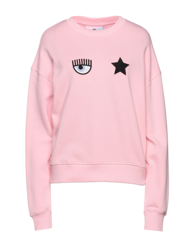 Shop Chiara Ferragni Woman Sweatshirt Pink Size M Cotton, Elastane