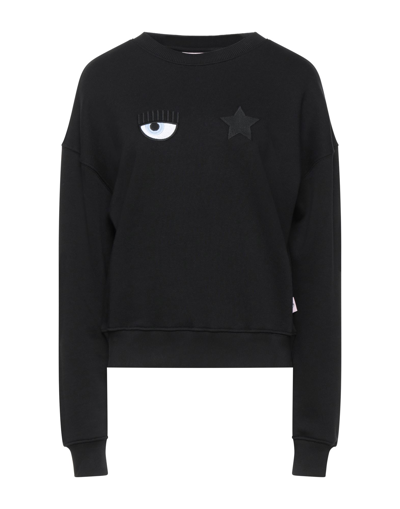 Shop Chiara Ferragni Woman Sweatshirt Black Size Xxs Cotton, Elastane