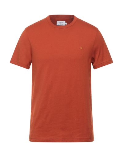 Shop Farah Man T-shirt Rust Size M Organic Cotton In Red