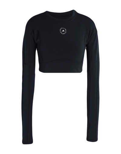 Shop Adidas By Stella Mccartney Asmc Tst Crop L Woman T-shirt Black Size L Modal, Recycled Polyamide, Ela