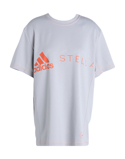 Shop Adidas By Stella Mccartney Asmc Logo Tee Woman T-shirt Grey Size L Organic Cotton, Recycled Polyeste