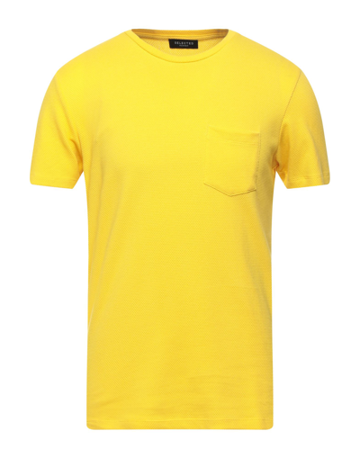 Shop Selected Homme Man T-shirt Yellow Size Xl Cotton, Elastane