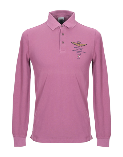 Shop Aeronautica Militare Man Polo Shirt Mauve Size S Cotton In Purple