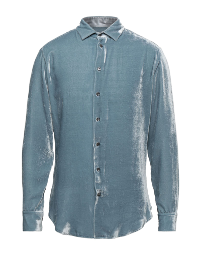 Shop Giorgio Armani Man Shirt Pastel Blue Size 16 Viscose, Mulberry Silk, Elastane
