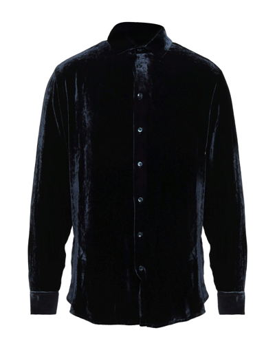 Shop Giorgio Armani Man Shirt Midnight Blue Size 16 Viscose, Mulberry Silk, Elastane