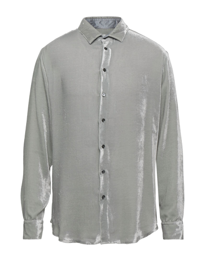 Shop Giorgio Armani Man Shirt Light Grey Size 16 Viscose, Mulberry Silk, Elastane