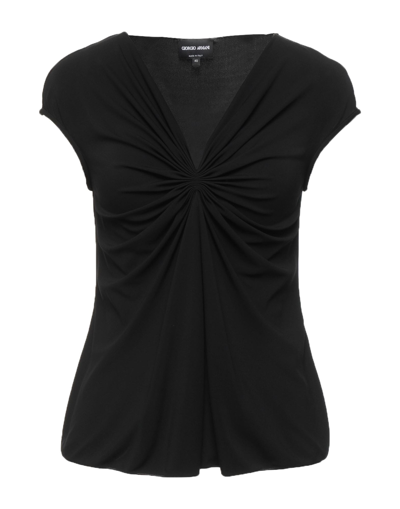 Shop Giorgio Armani Woman T-shirt Black Size 12 Viscose, Elastane