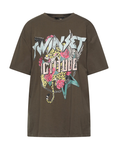 Shop Actitude By Twinset T-shirts In Military Green