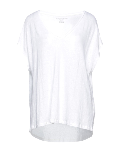 Shop Majestic Filatures Woman T-shirt White Size 3 Linen, Elastane