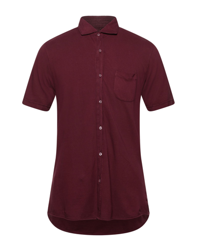 Shop R3d Wöôd Man Shirt Burgundy Size M Cotton In Red