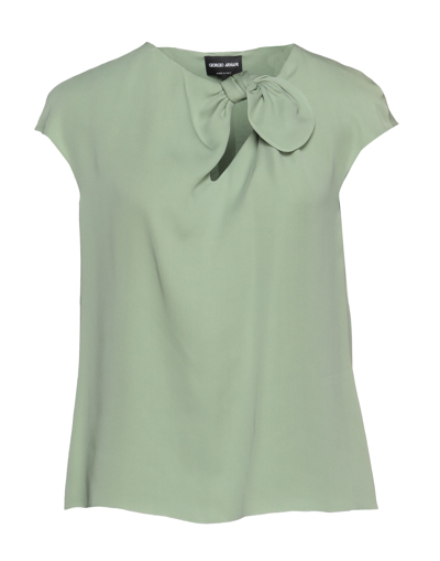Shop Giorgio Armani Woman Blouse Light Green Size 10 Silk