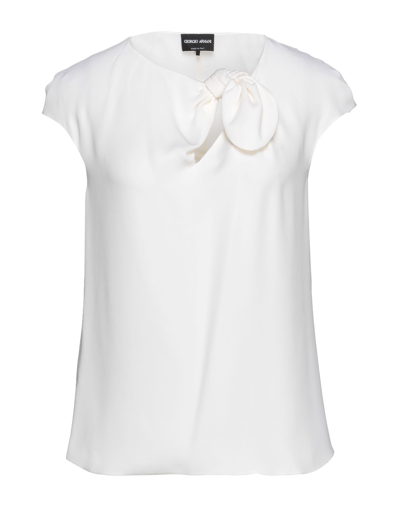 Shop Giorgio Armani Woman Top White Size 10 Silk