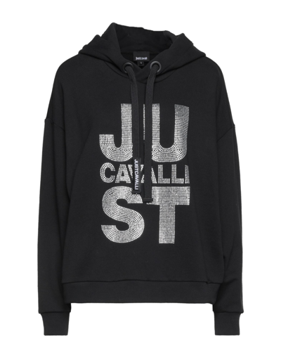 Shop Just Cavalli Woman Sweatshirt Black Size S Cotton, Elastane, Glass