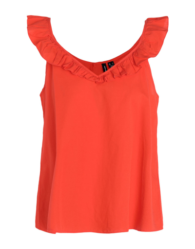 Shop Vero Moda Woman Top Orange Size Xs Cotton