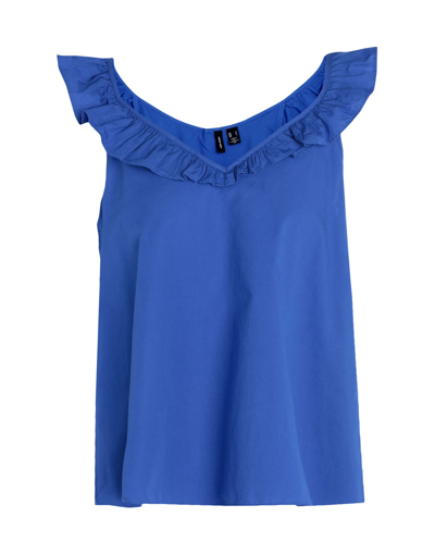 Shop Vero Moda Woman Top Bright Blue Size Xs Cotton