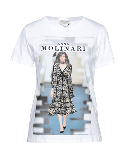 Shop Anna Molinari Woman T-shirt White Size 4 Cotton, Elastane