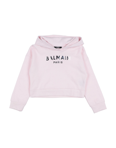 Shop Balmain Toddler Girl Sweatshirt Light Pink Size 6 Cotton
