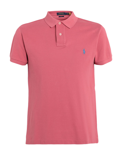 Shop Polo Ralph Lauren Slim Fit Mesh Polo Shirt Man Polo Shirt Garnet Size L Cotton In Red