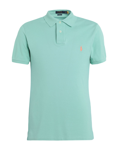 Shop Polo Ralph Lauren Slim Fit Mesh Polo Shirt Man Polo Shirt Light Green Size L Cotton