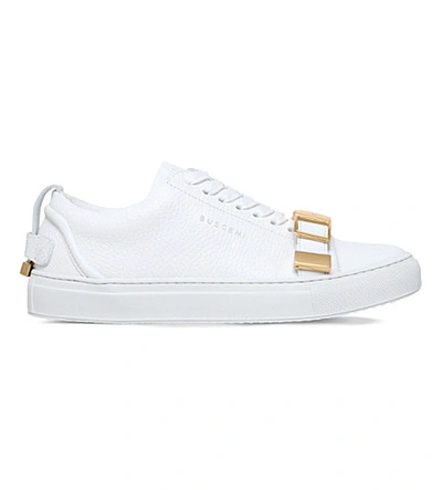Buscemi Belted-toe Leather Tennis Sneaker, White