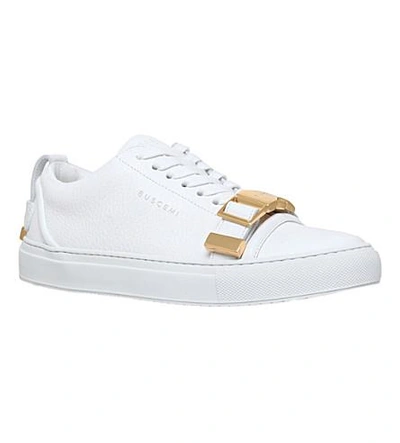Shop Buscemi 50mm Strap Leather Trainers In White