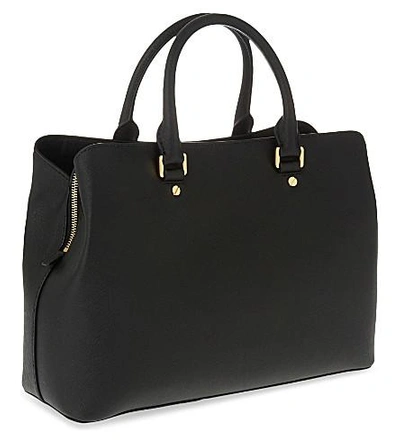 Shop Michael Michael Kors Savannah Large Leather Satchel In Black