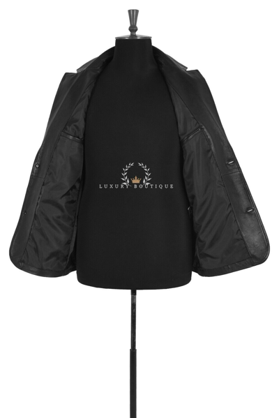 Pre-owned L.b Christian Black (sr2bb) Men's Smart 2 Button Real Lambskin Leather Blazer Jacket