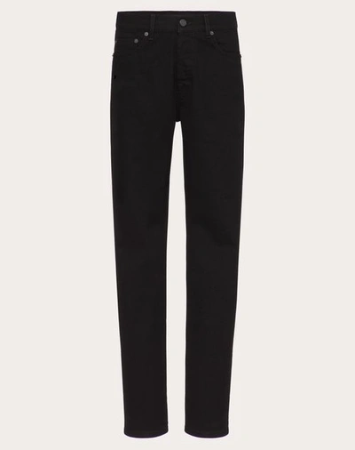 Shop Valentino Denim Trousers In Black