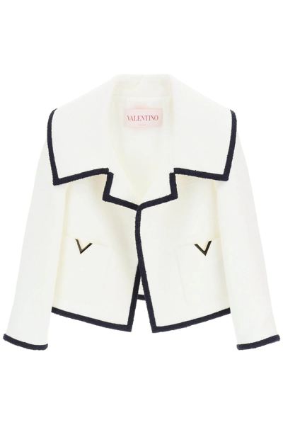 Shop Valentino Crisp Tweed Jacket In White