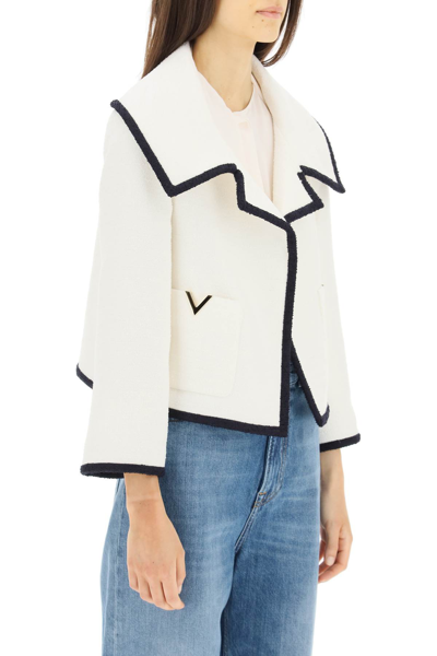 Shop Valentino Crisp Tweed Jacket In White