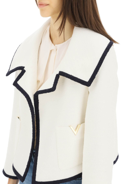 Shop Valentino Crisp Tweed Jacket In White