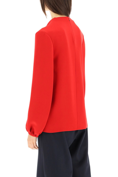 Shop Valentino Cady Blouse With Vlogo Chain In Red