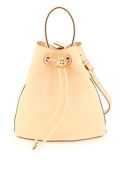 Shop Burberry Grainy Leather Bucket Bag In Pink