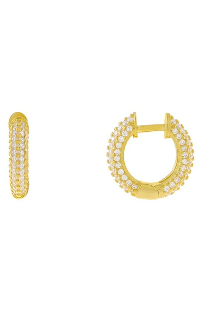 Shop Adinas Jewels Adina's Jewels Pavé Huggie Earrings In Gold