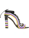 PAULA CADEMARTORI 'Crazy Stripes' Sandals,LEATHER100%