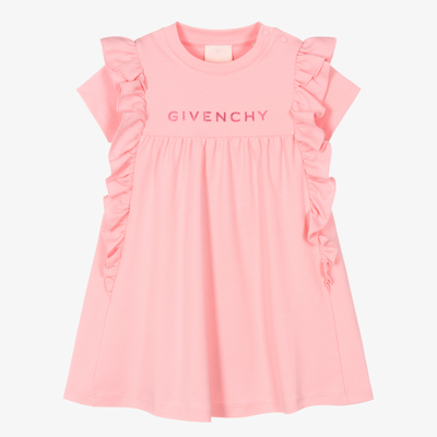 Shop Givenchy Girls Pink Ruffle Logo Dress