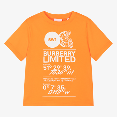 Shop Burberry Orange Cotton Logo T-shirt