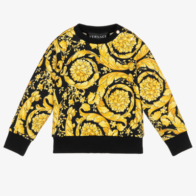 Shop Versace Gold Barocco Baby Sweater