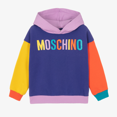 Shop Moschino Kid-teen Purple Cotton Logo Hoodie