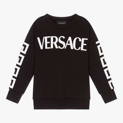 Shop Versace Boys Black & White Logo Sweatshirt