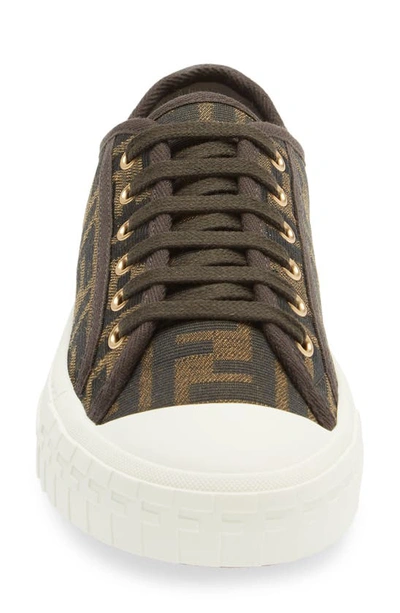 Fendi Ff Jacquard Low-top Sneakers In Tobacco Nero