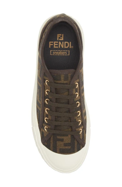 Fendi Ff Jacquard Low-top Sneakers In Tobacco Nero