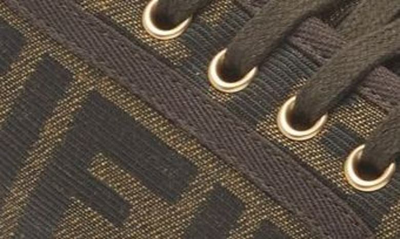 Fendi Ff Jacquard Low-top Sneakers In Tobacco Nero